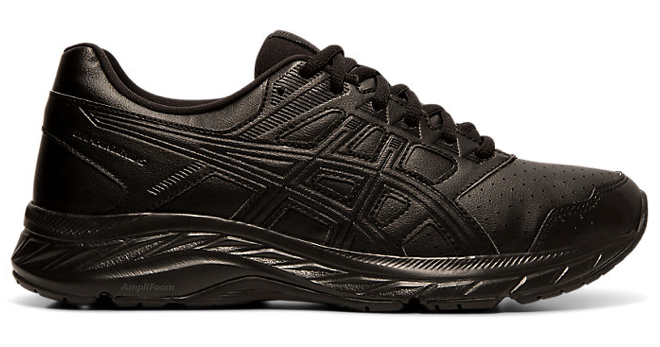 Asics WOMENS GEL CONTEND 5 SYNTHETIC LEATHER Black Graphite Grey