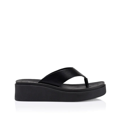 Verali RAMI FLATFORM THONGS - BLACK SMOOTH