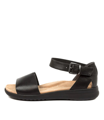Ziera BEVERLY XW Black Leather Sandals