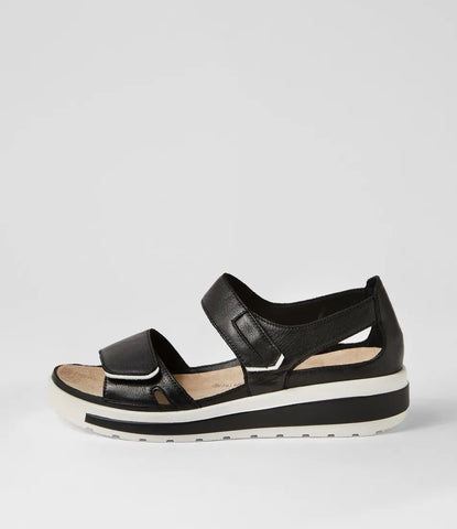 Ziera GEDD W Black White Leather Sandals