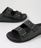 Ziera HARVO W Black Gunmetal Leather Slides
