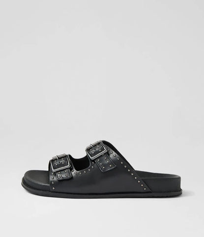 Ziera HARVO W Black Gunmetal Leather Slides