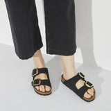 Birkenstock ARIZONA Big Buckle Nubuck Leather - Black