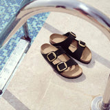 Birkenstock ARIZONA Big Buckle Nubuck Leather - Black