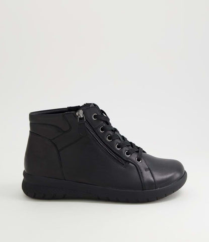 Ziera SHAUNAT Xf Black Leather Lace Up Boots