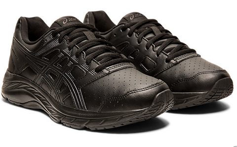 Black leather asics deals womens