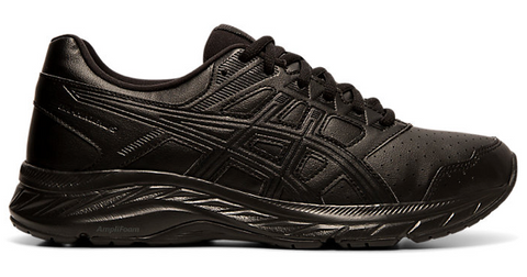 Asics black leather shoes deals